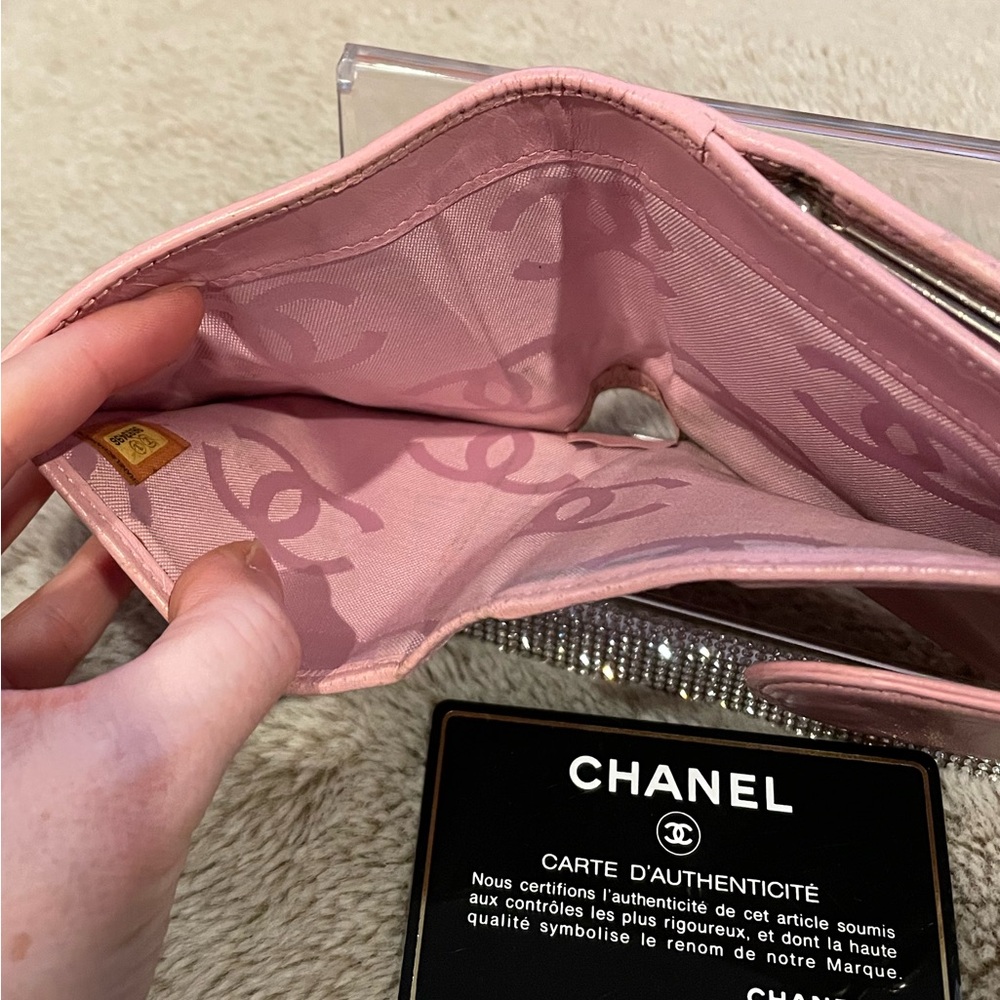 Chanel Cambon Pink Quilted Calfskin Leather with Black Large CC Bi-fold Wallet - Picture 7 of 13